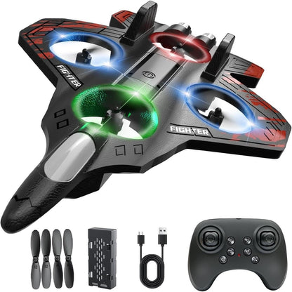 X33 Fighter Aircraft Drone – RC Quadcopter with LED Lights