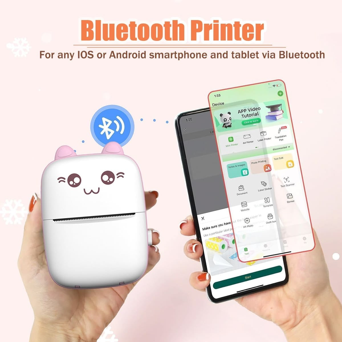 Mini Portable Thermal Printer Wireless Bluetooth Printer